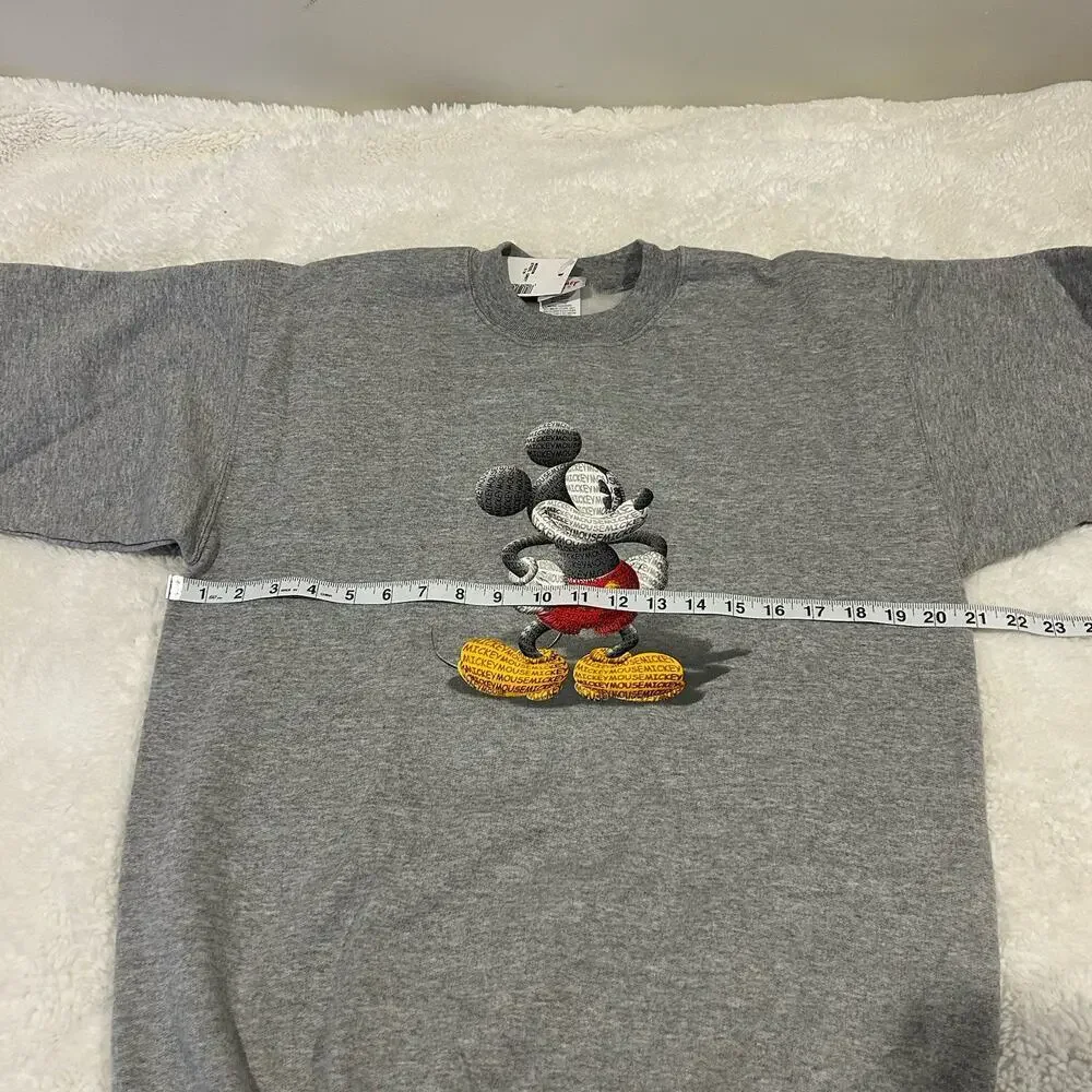 Disney Sweater Unisex Sz M Pullover Mickey Mouse Grey Crew Neck - Picture 5 of 8